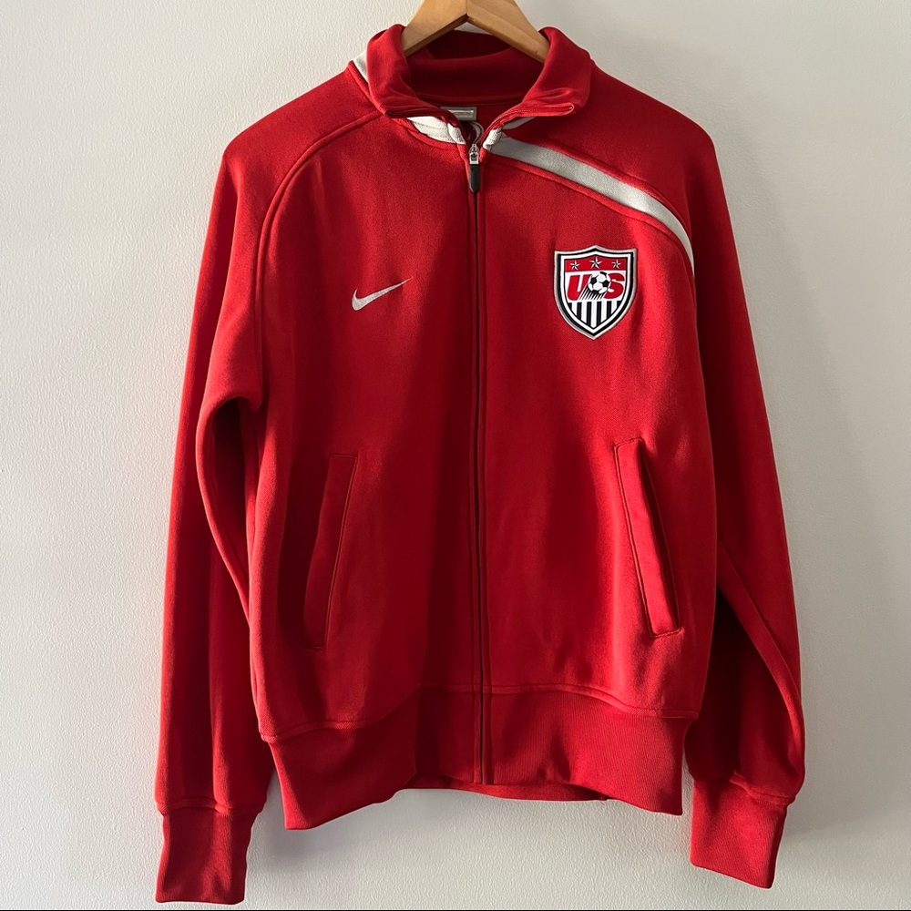 Nike Team USA Mock Neck Zip Up Soccer Performance Jacket w/ Front Pockets Medium